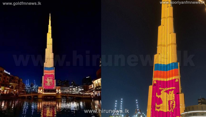 Burj+Kalipha+in+Dubai+decked+in+the+Lion+Flag+on+behalf+of+mother-lank+which+shed+tears+due+to+the+cowardly+terrorist+attacks