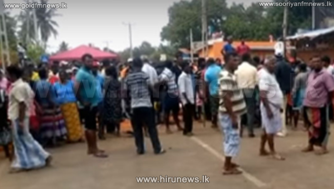 A GROUP OF TRADERS STAGED A PROTEST IN FRONT OF GALLE-YAKKALAMULLA PUBLIC MARKET COMPLEX