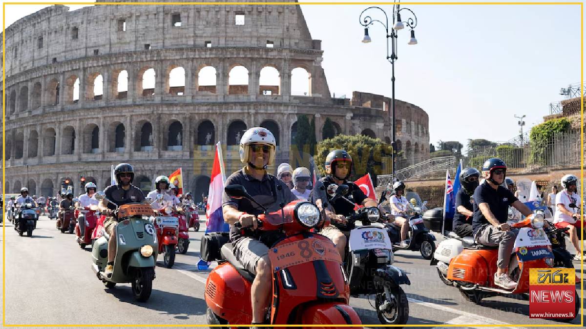 Vespa riders take to road in Rome to mark 80th birthday