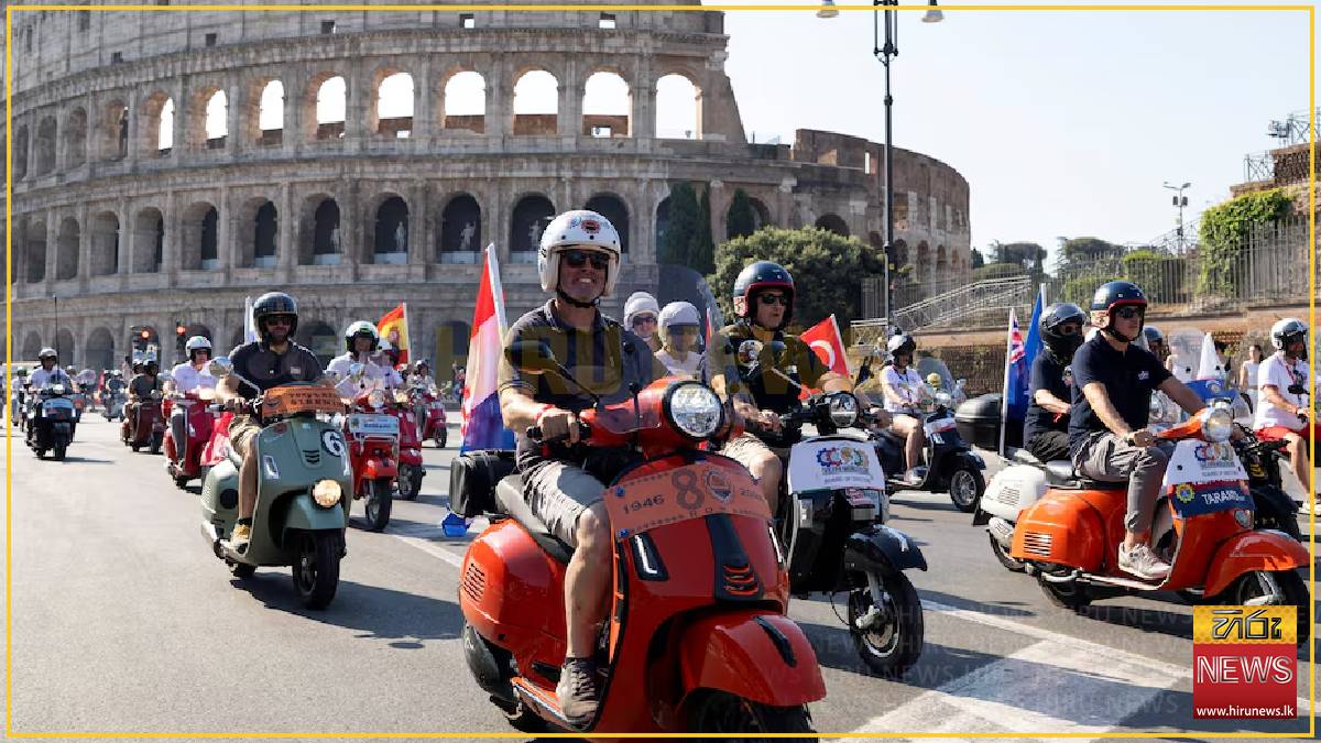 Vespa riders take to roads in Rome to mark 80th birthday