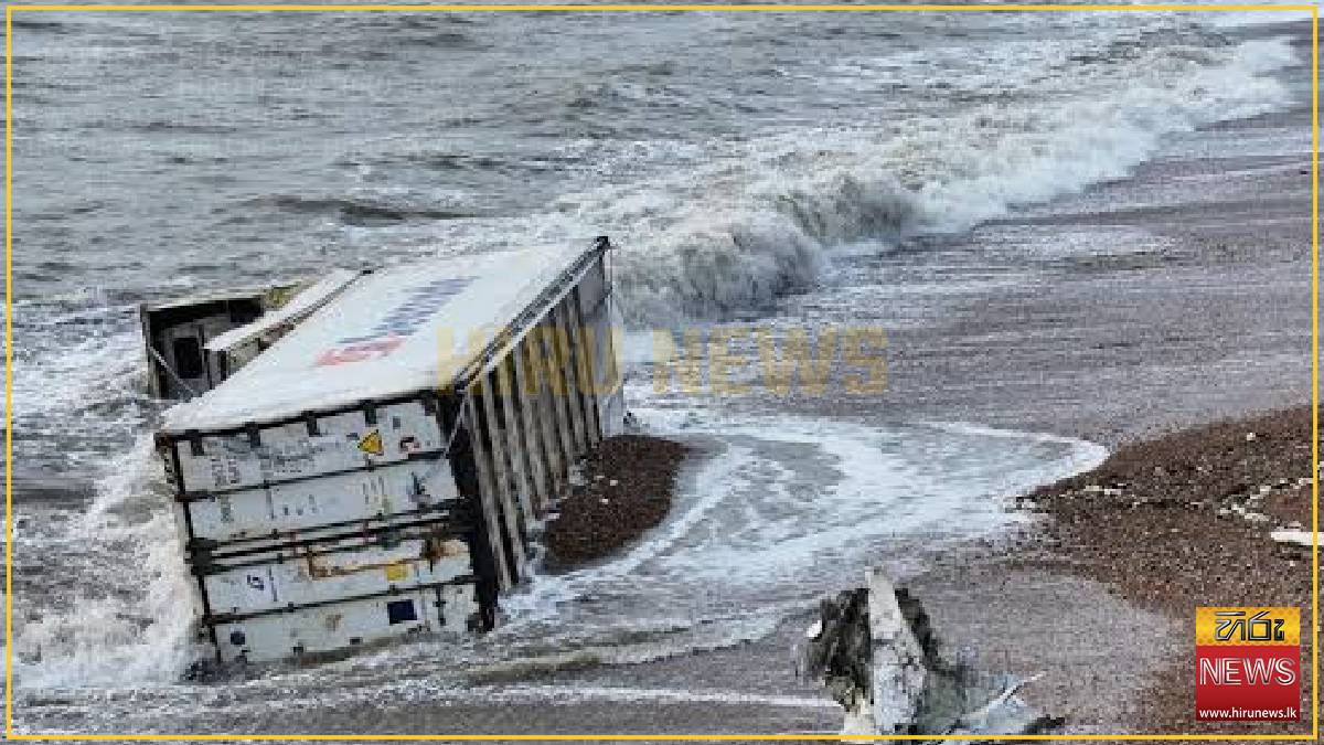 Shipping container washes ashore in Rathgama