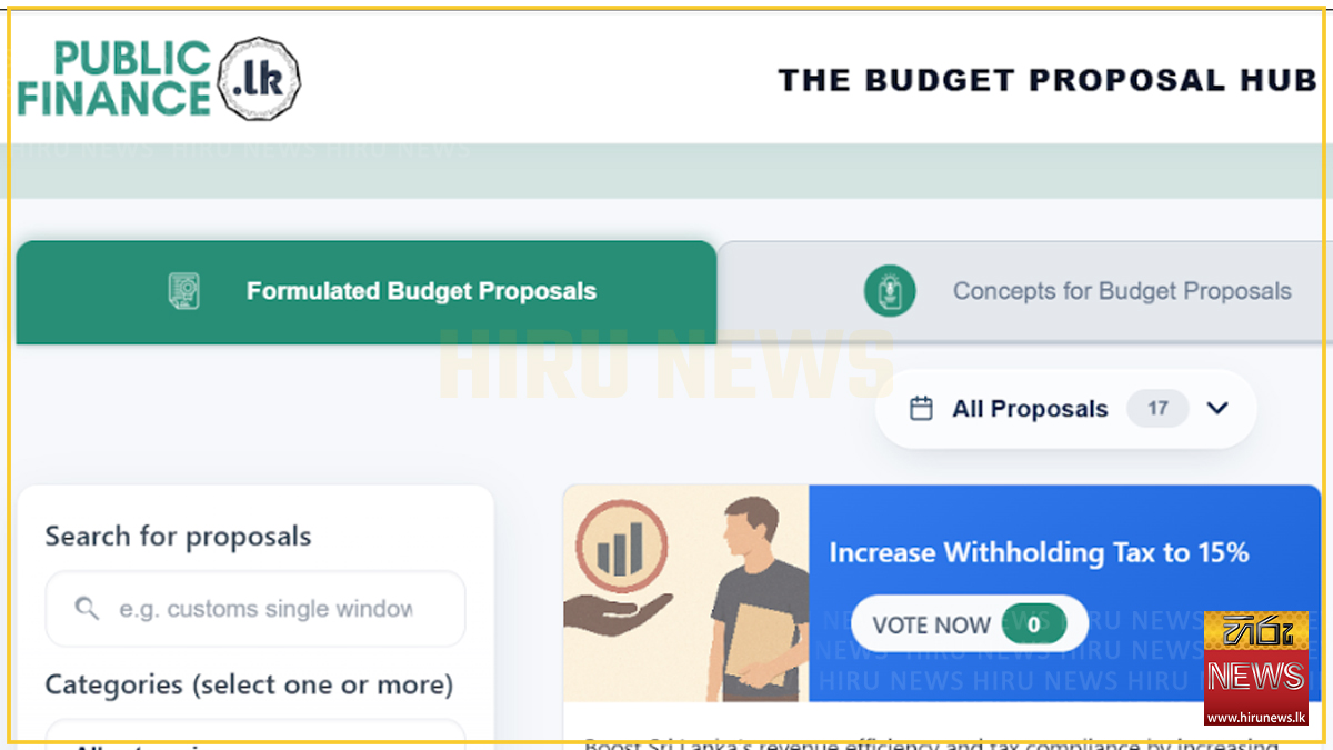 ‘Budget Proposals Hub’ of Verité Research returns ahead of Budget
