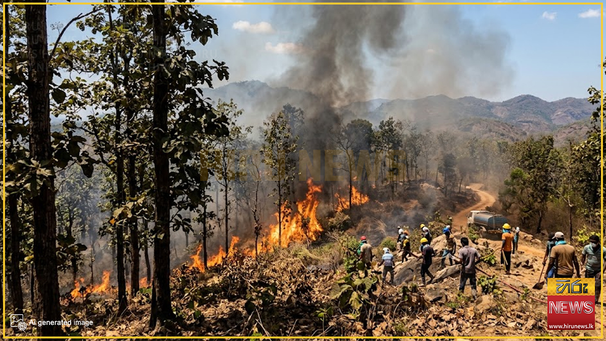 මොණරාගල තේක්ක රක්ෂිතයක ගින්නක්: අක්කර 15කට වඩා විනාශයි