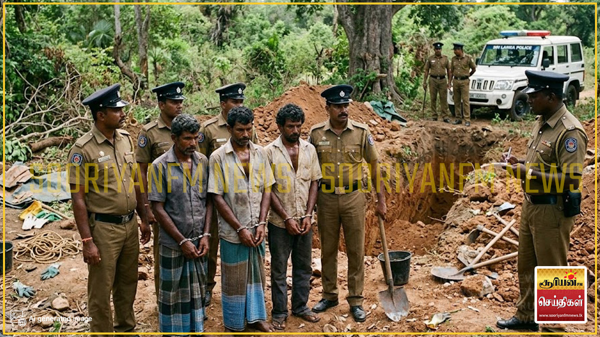 தொல்பொருள் அகழ்வாராய்ச்சியில் ஈடுபட்ட ஐந்து சந்தேகநபர்கள் கைது