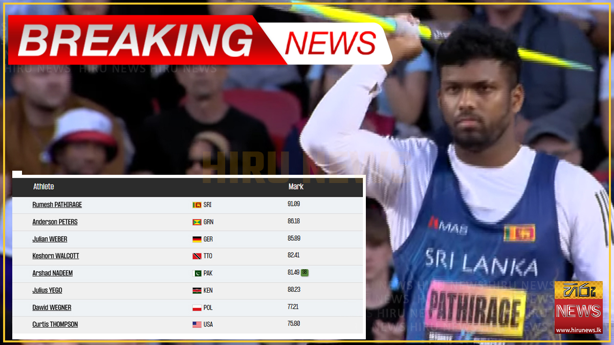 බුඩාපේස්ට් අහස යට රුමේෂ්ගේ හෙල්ලය මීටර් 91 සීමාව පන්නයි: ශ්‍රී ලංකාවට අතිවිශිෂ්ට ලෝක ජයක්