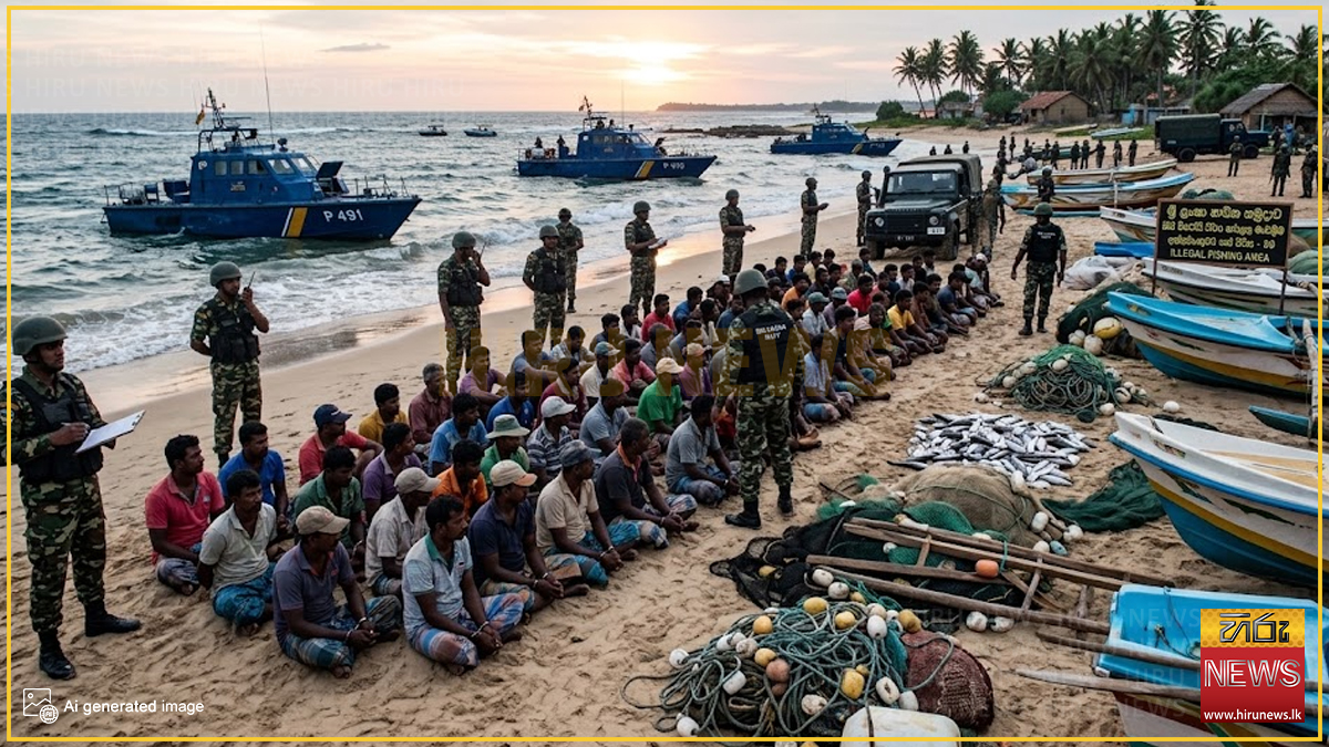 නාවික හමුදා මෙහෙයුම්වලින් නීතී විරෝධී ක්රම භාවිත කරමින් ධීවර කටයුතුවල නිරතවූ 50ක් අත්අඩංගුවට