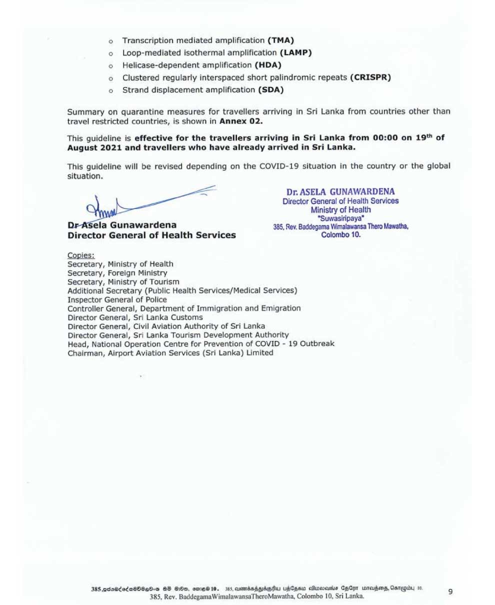 Revised quarantine measures for overseas travelers Ceylon Independent